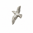 Handcrafted pewter Flying Seagull pin badge featuring a British coastal seabird in flight.