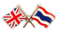 Union Jack & Thailand Flags Friendship Courtesy enamel Lapel Pin Badge T624 image 0
