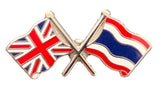 Union Jack & Thailand Flags Friendship Courtesy enamel Lapel Pin Badge T624 image 0