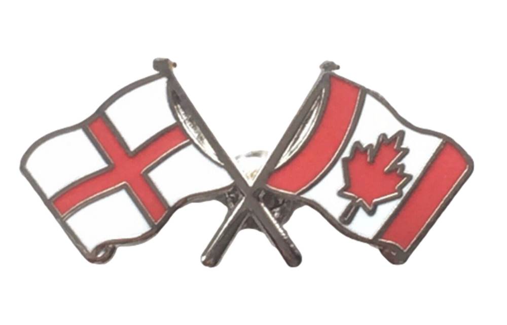 England & Canada Flags Friendship Courtesy Enamel Lapel Pin Badge T958 image 0