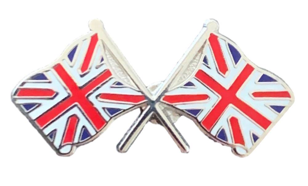 Union Jack & Union Jack Flags Friendship Courtesy enamel Lapel Pin Badge T345 image 1