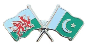 Wales & Pakistan Flags Friendship Courtesy  enamel  Lapel Pin Badge T1011 image 0