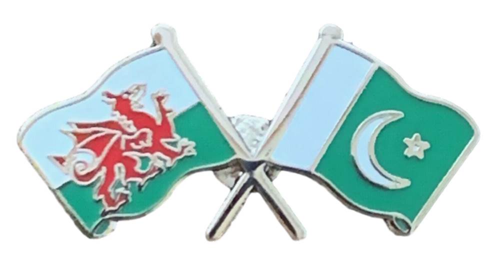 Wales & Pakistan Flags Friendship Courtesy  enamel  Lapel Pin Badge T1011 image 0
