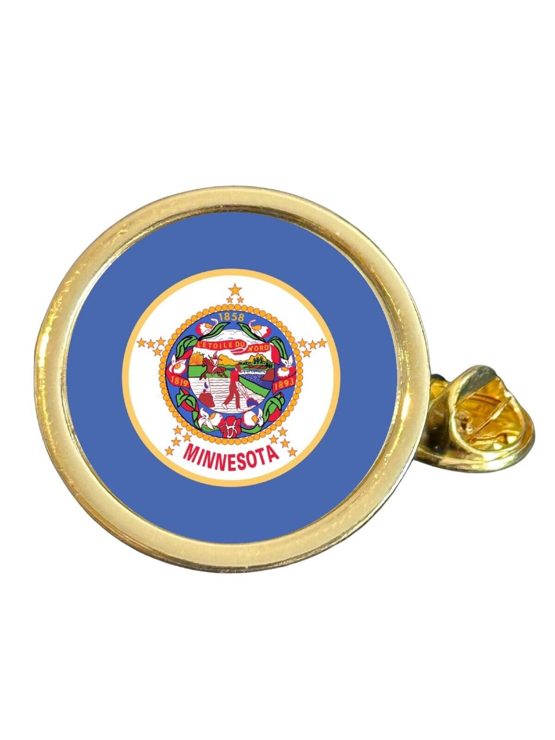 State Of Minnesota Part Flag USA Gold Plated Domed Lapel Pin Badge in Bag image 0