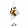 1st The Queen's Dragoon Guards 9 x 6 inch satin table flag on telescopic chrome pole and round base