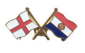 England & Paraguay Flags Friendship Courtesy Enamel Lapel Pin Badge image 0