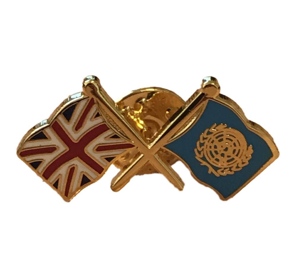 United Kingdom & United Nations Friendship Enamel Pin Badge image 0