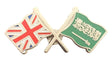 Union Jack & Saudi Arabia Flags Friendship Courtesy enamel Lapel Pin Badge T104 image 0