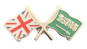 Union Jack & Saudi Arabia Flags Friendship Courtesy enamel Lapel Pin Badge T104 image 0