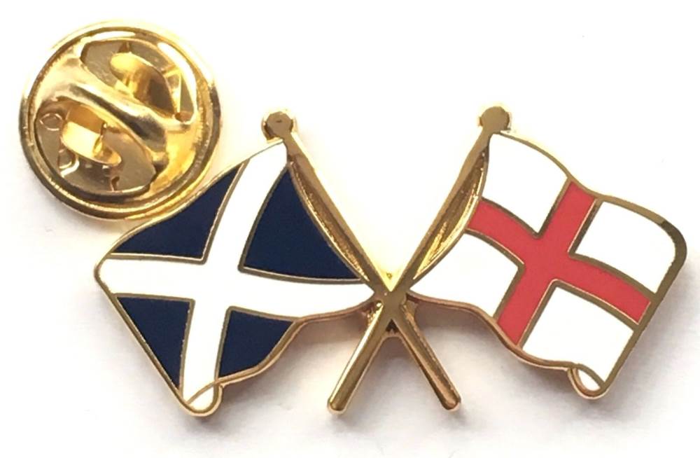 Scotland & England Flags Friendship Courtesy Enamel Lapel Pin Badge *New Size* image 1