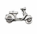 Pewter classic vintage scooter lapel pin badge with traditional retro styling