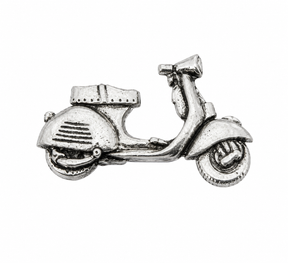 Pewter classic vintage scooter lapel pin badge with traditional retro styling
