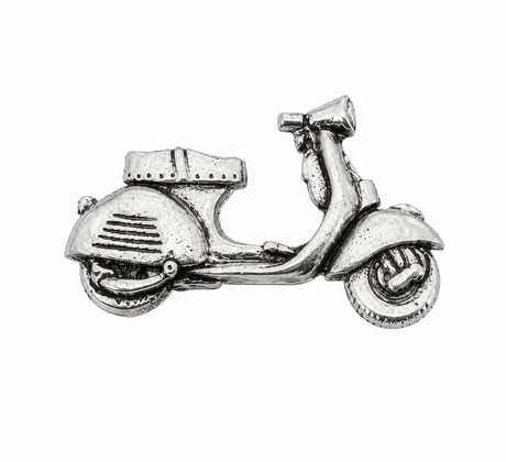 Pewter classic vintage scooter lapel pin badge with traditional retro styling
