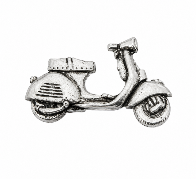 Pewter classic vintage scooter lapel pin badge with traditional retro styling