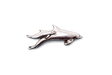 Detailed pewter dolphin and calf pin badge with butterfly clutch fastening