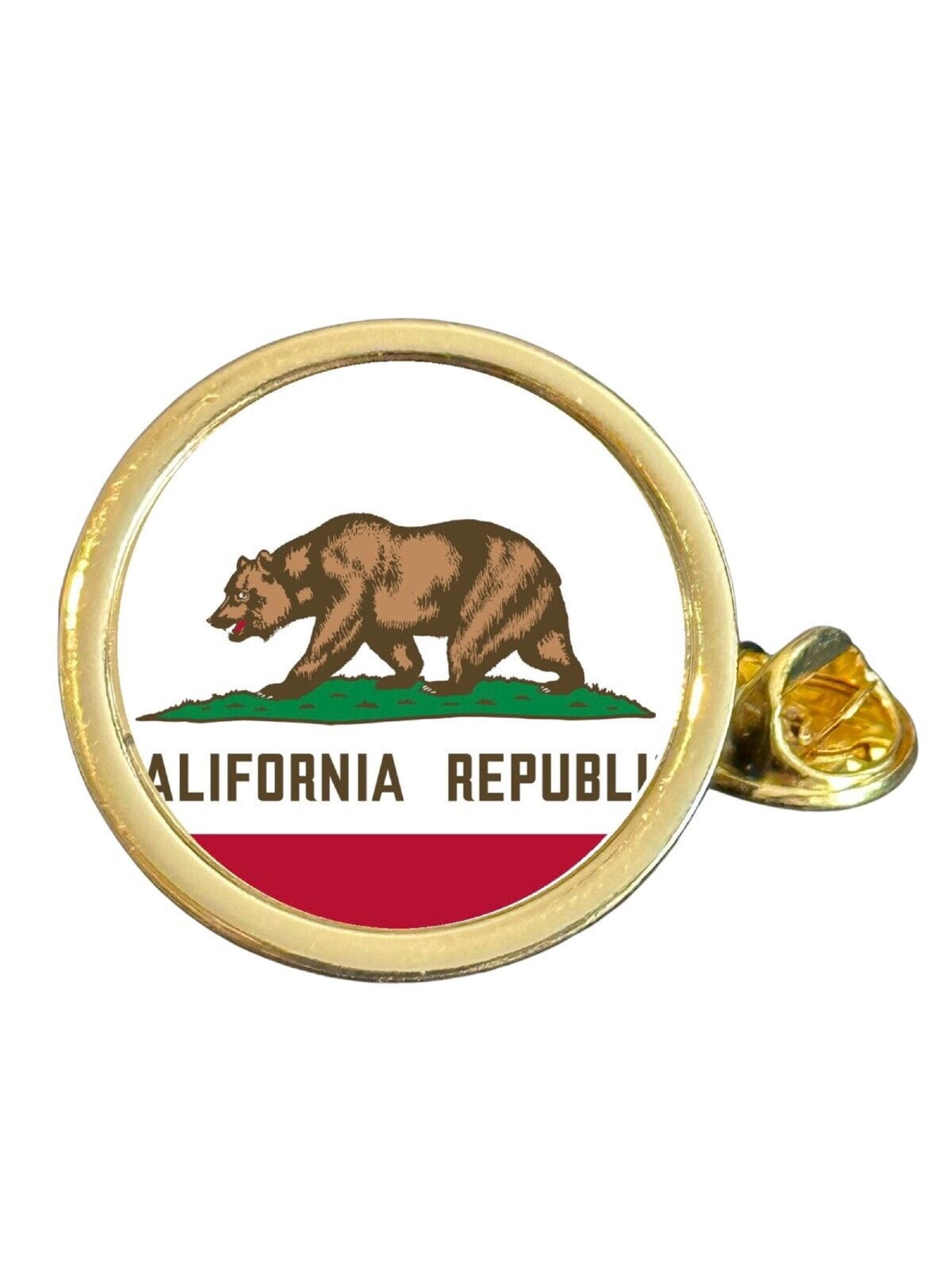 State Of California Part Flag USA Gold Plated Domed Lapel Pin Badge in Bag image 0