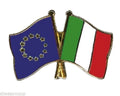 EU European Union & Italy Flags Friendship Courtesy Enamel Lapel Pin Badge image 0