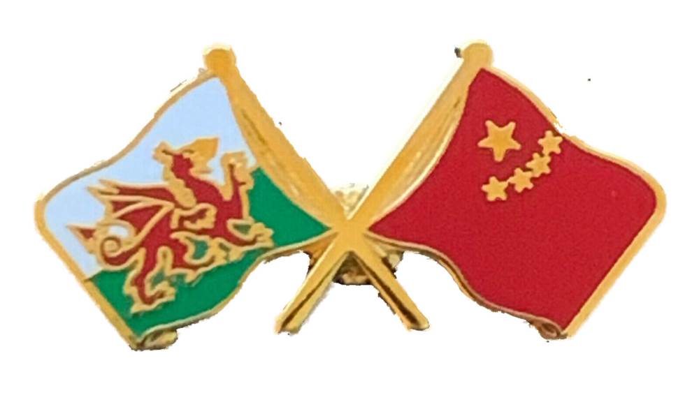 Wales & China Design Flags Friendship Courtesy Enamel Lapel Pin Badge T781 image 0