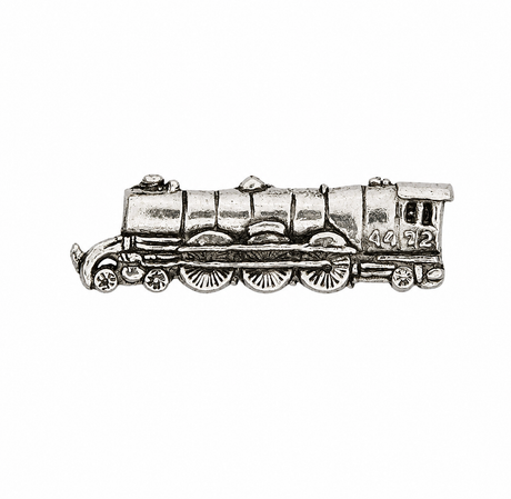 Flying Scotsman pewter steam locomotive lapel pin badge with detailed wheels and connecting rods