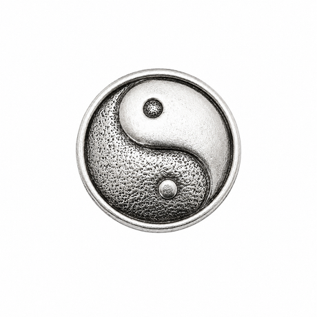 Pewter Yin Yang Taoist balance and harmony symbol pin badge