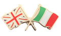 Union Jack & Italy Flags Friendship Courtesy enamel Lapel Pin Badge T263 image 0
