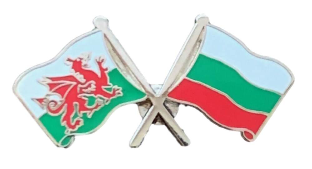 Wales & Bulgaria Flags Friendship Courtesy  enamel  Lapel Pin Badge T1015 image 0