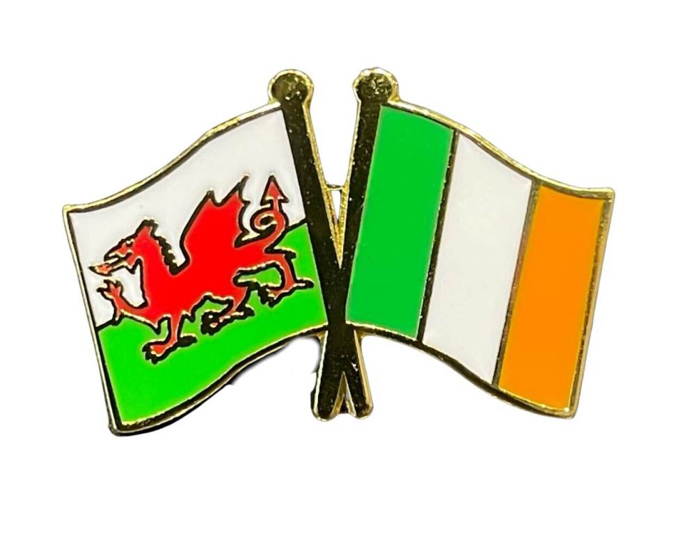 Wales and Ireland Flags Diplomatic Friendship Enamel Lapel Pin Badge image 0