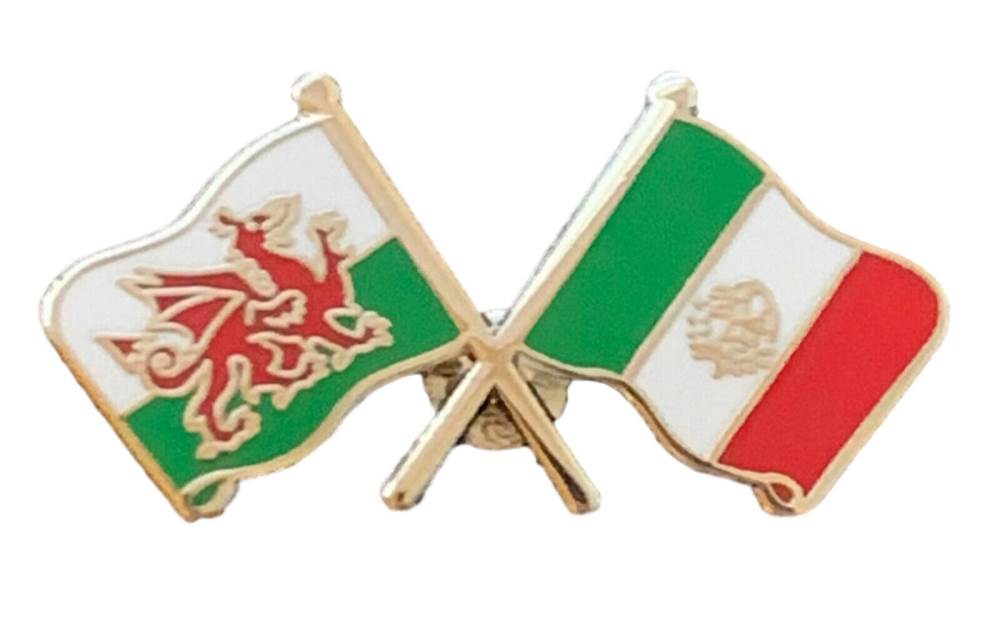 Wales & Mexico Flags Friendship Courtesy enamel Lapel Pin Badge T784 image 1