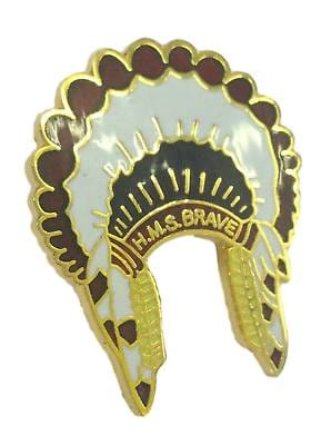 HMS Brave Indian Head Dress Hard High Quality Enamel Lapel Pin Badge image 0