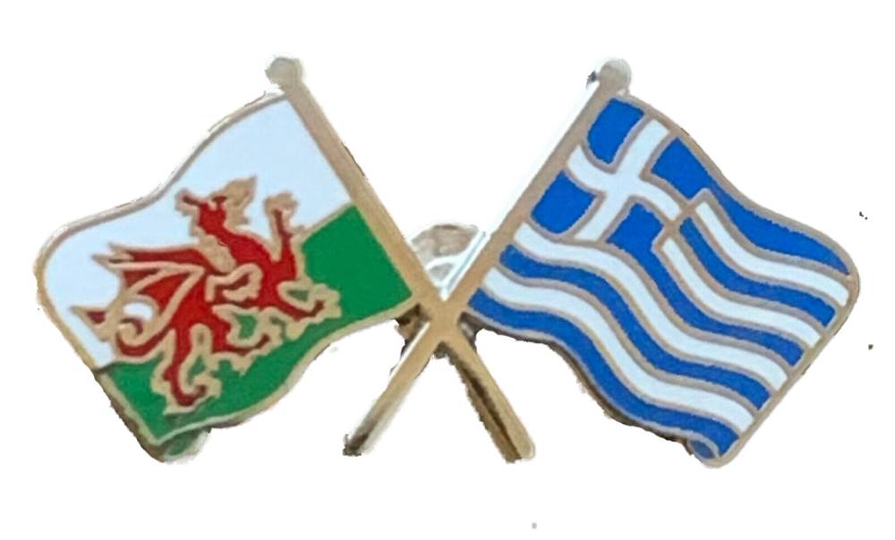 Wales & Greece Flags Friendship Courtesy  enamel  Lapel Pin Badge T437 image 0