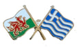 Wales & Greece Flags Friendship Courtesy  enamel  Lapel Pin Badge T437 image 0