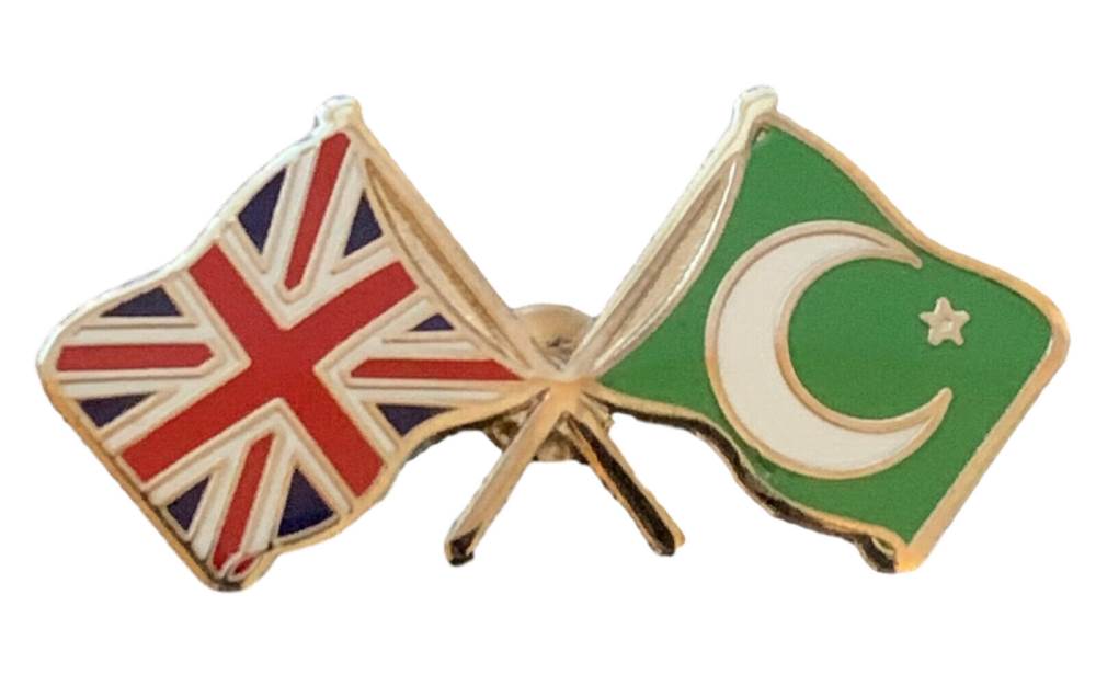 Union Jack & Islam Flags Friendship Courtesy  enamel Lapel Pin Badge T1050 image 0
