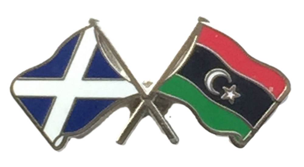 Scotland & Libya (new) Flags Friendship Courtesy Enamel Lapel Pin Badge T962A image 0
