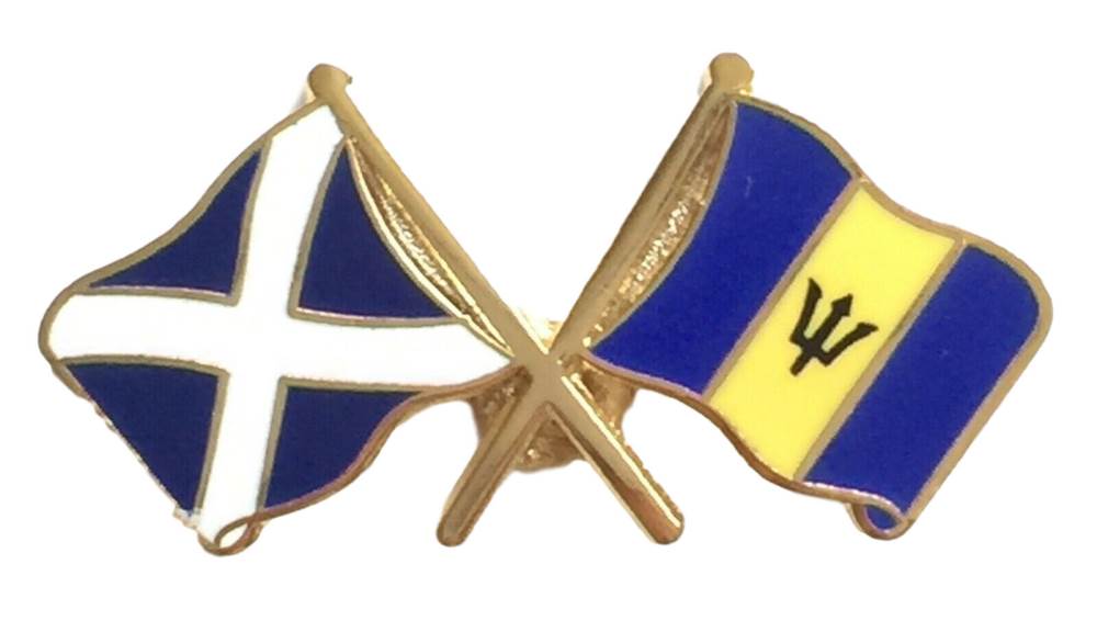 Scotland & Barbados Flags Friendship Courtesy Enamel Lapel Pin Badge T1204 image 0