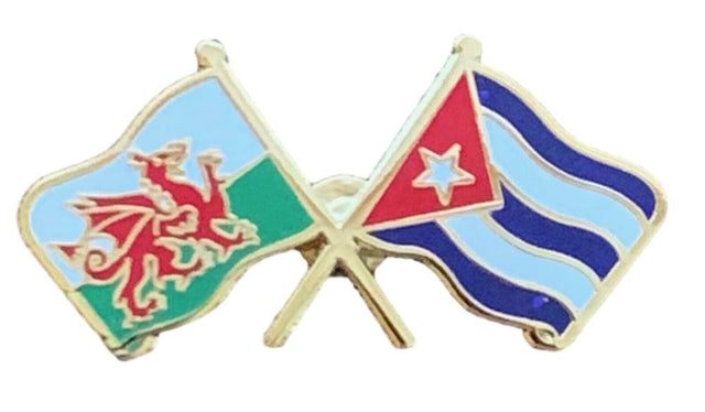 Wales & Cuba Flags Friendship Courtesy Enamel Lapel Pin Badge T1066 image 0