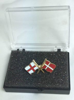 England & Denmark Friendship Flags Enamel Lapel Pin Badge In Box image 0