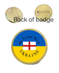 We Stand With Ukraine with England St George Flag 27mm Metal Lapel Pin Badge Domed Insert image 0