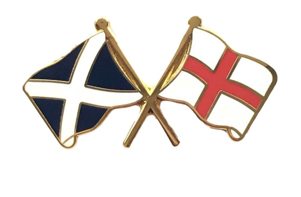 Scotland & England Flags Friendship Courtesy Enamel Lapel Pin Badge *New Size* image 0