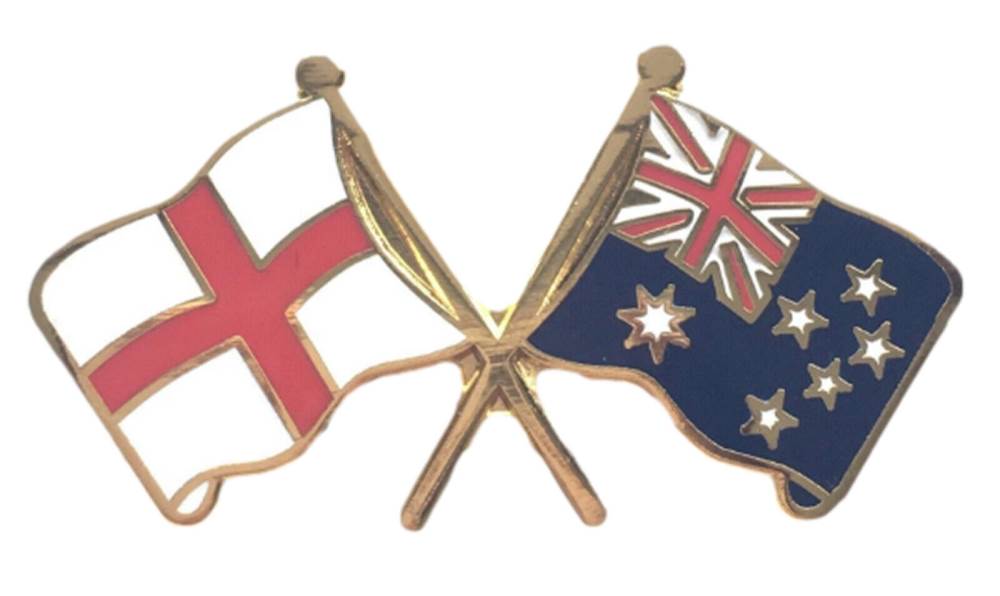 England & Australia Flags Friendship Courtesy Enamel Lapel Pin Badge *New Size* image 0
