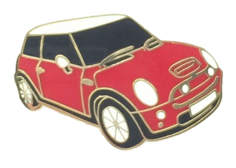 New Mini Shape Red Car Quality Enamel Lapel Pin Badge image 0