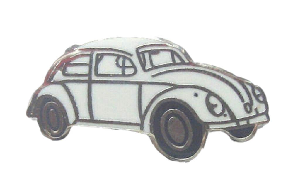 V.W. Beetle White Motorcar Quality Enamel Lapel Pin Badge image 0