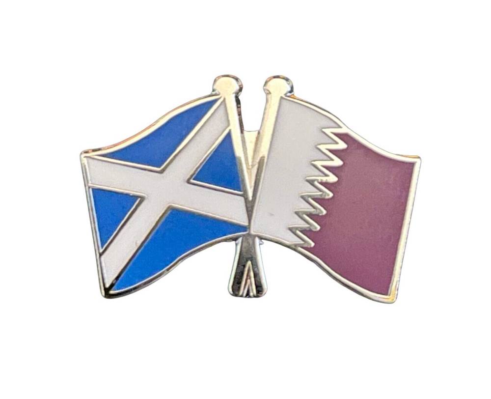 Scotland and Qatar Flags Diplomatic Friendship Enamel Lapel Pin Badge image 0