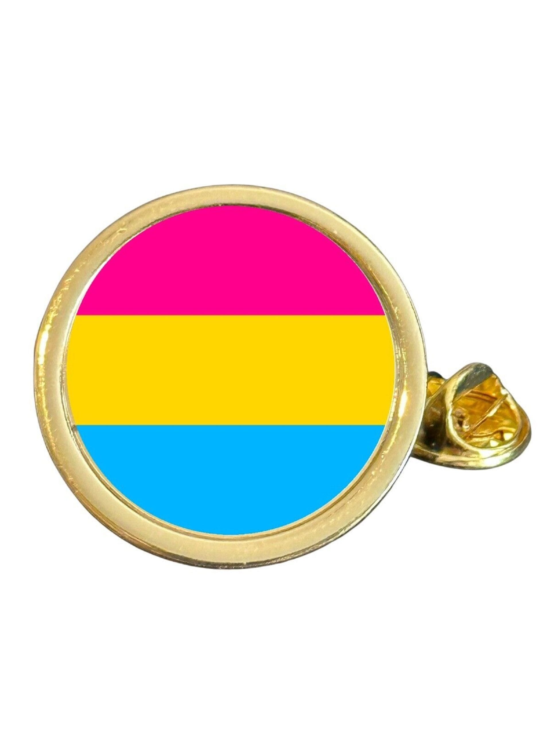 Pansexual LGBTQ+ Pride Gold Plated Domed Lapel Pin Badge in Bag image 0