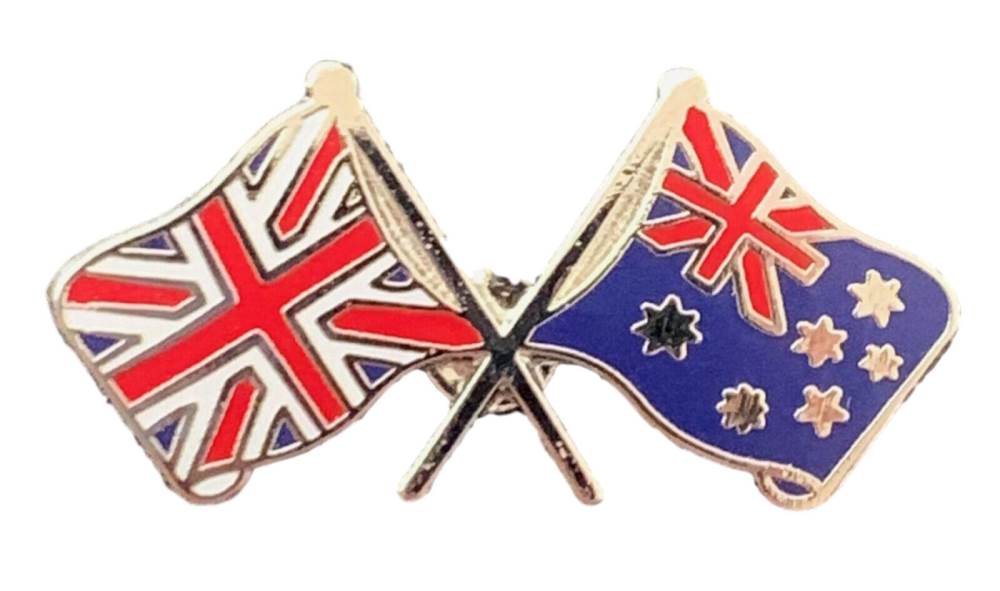Union Jack & Australia Flags Friendship Courtesy enamel Lapel Pin Badge T074 image 2