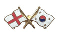 England & South Korea Flags Friendship Courtesy Enamel Lapel Pin Badge image 0