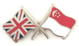 Great Britain & Singapore Flags Friendship Courtesy Enamel Lapel Pin Badge image 0