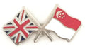 Great Britain & Singapore Flags Friendship Courtesy Enamel Lapel Pin Badge image 0