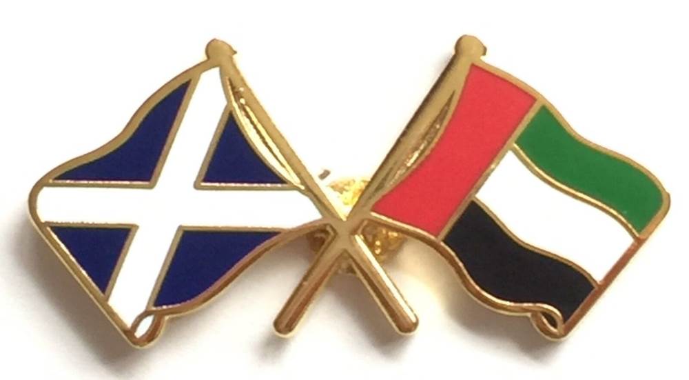 Scotland & EAU (Dubai) Flags Friendship Courtesy Enamel Lapel Pin Badge image 0