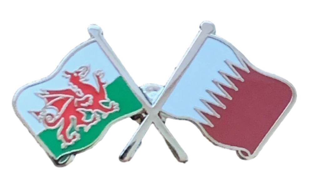 Wales & Qatar Flags Friendship Courtesy enamel  Lapel Pin Badge T849 image 1