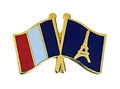 France with Eiffel Tower Double Flag Enamel Lapel Pin Badge image 0